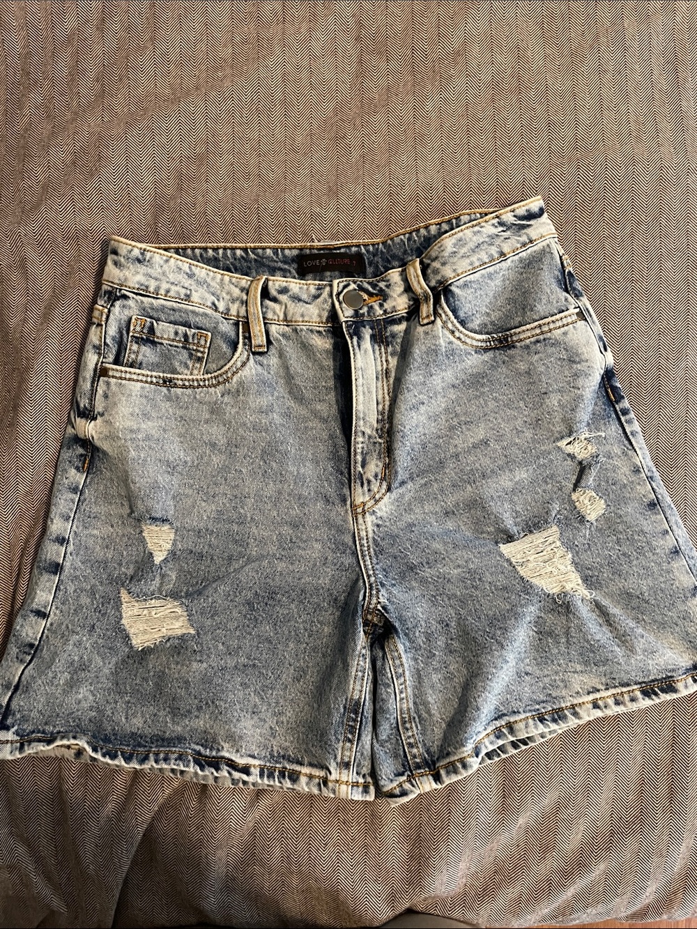 Love Culture Light Blue Distressed Jean Shorts